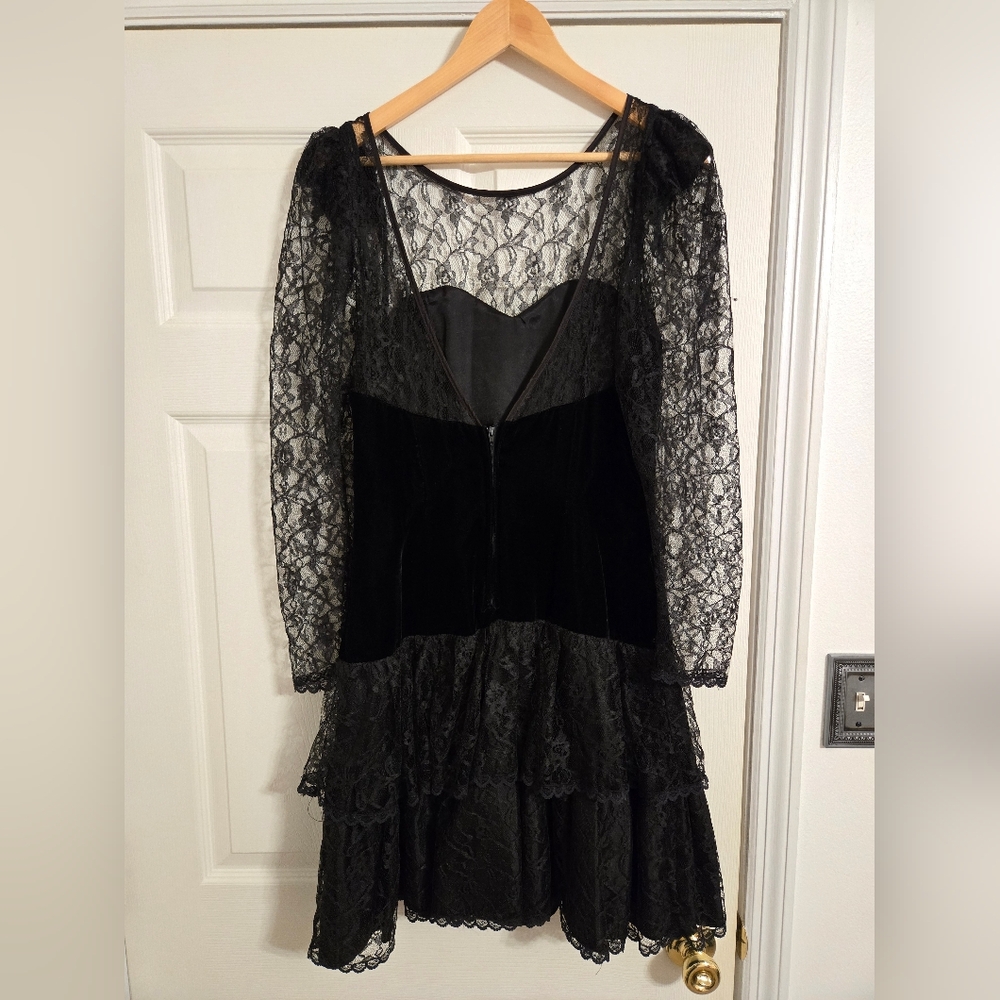 Vintage Steppin Out Black Lace Party Dress NO SIZE TAG - Picture 6 of 11